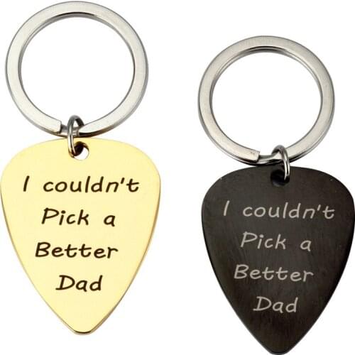 Stainless Steel Keychain Jewelry Guitar Pick Lettering I Couldn't Pick A Better Dad Keychain For Thanksgiving Gift