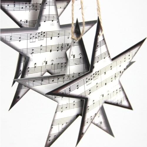 Paper Music Star Embellishments Star Garland Christmas Tree Ornaments Home Nursery Music Theme Decor