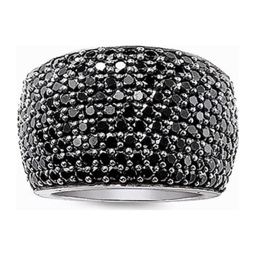 Black Pave Cocktail Ring 925 Sterling Silver Europe Style Fine Good Jewerly For Women Men 2021 Summer Gift Super Deals Wholesale