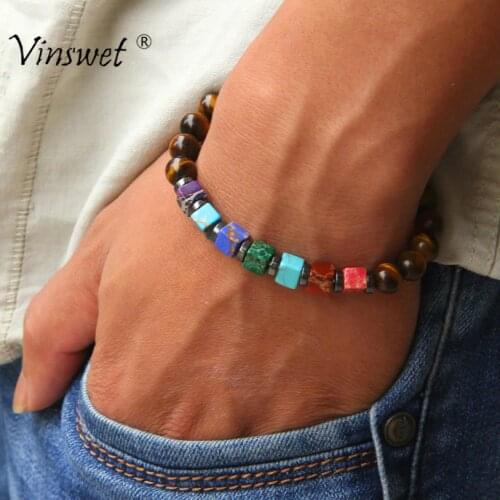 Black Onyx Bracelets Men Natural 8mm Chakra Stone Beads Bracelet For Women Reiki Prayer Health Balance Femme Bracelet Jewelry