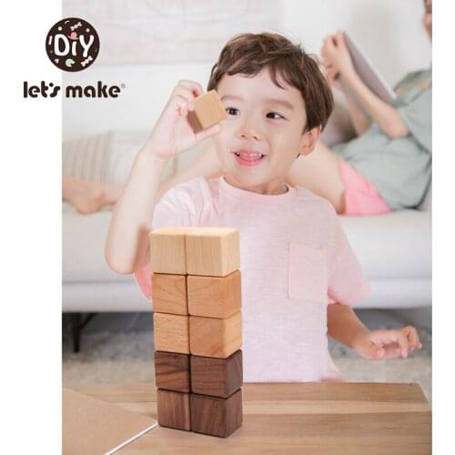 Let‘s make Children Wooden Square Building Construction Block Toys Baby Creative Cubic Wood Log Blocks Early Learning Maths Toy