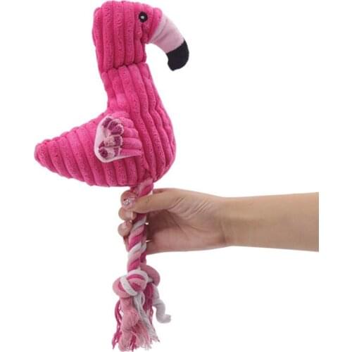 Cartoon Flamingo Shaped Cotton Rope Dog Toy Cleaning Teeth Bite-resistant Pet Chew Toys Interactive Pet Training Products
