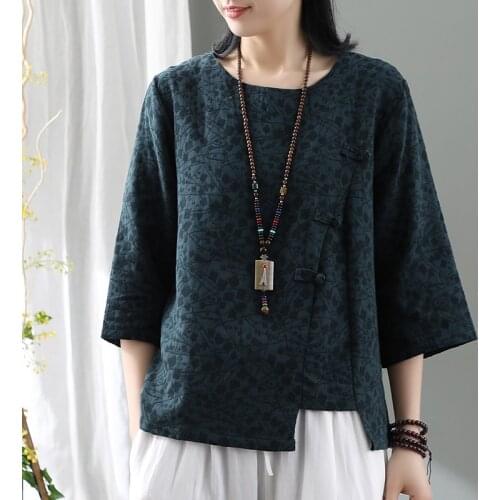 Chinese Style Clothing Women Retro Qipao Tops 2021 Spring Women Cheongsam Vintage Blouse Qi Pao Tee Shirts Hanfu T-Shirt 12242