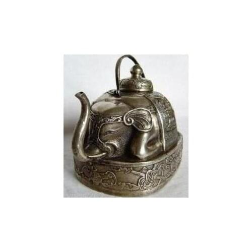 Chinese Tibetan silver teapot Buddhism silver elephant teapot Garden Decoration 100% real Tibetan Silver Brass
