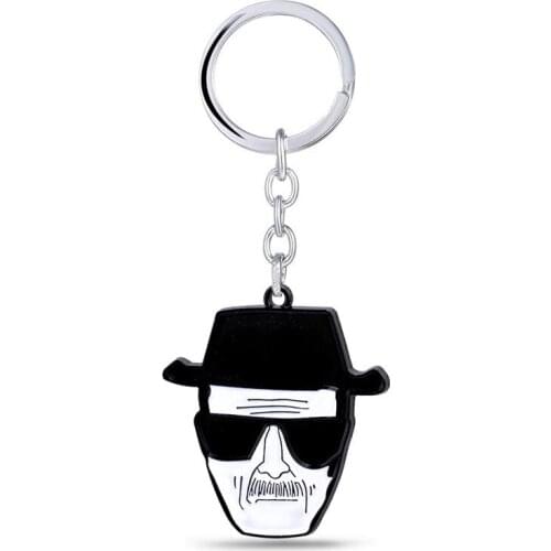 Classic TV Show Breaking Bad Keychain Walter White Key Chains Metal Pendant Car Skull Chaveiro Men Action Figure Cosplay Toys