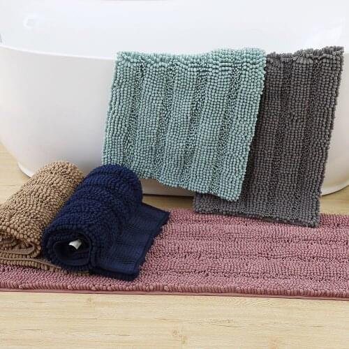 Short Plush Chenille Floor Mats Long Door Rug Home Textile Bathroom Carpet Absorbent Non-slip Mats Kitchen Bedroom Carpets Rugs