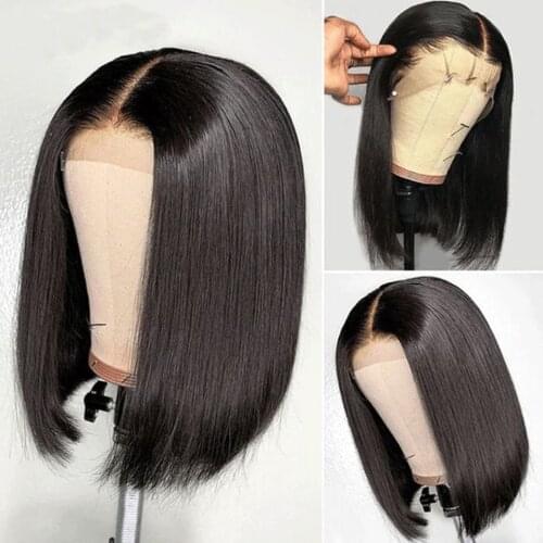 Short Straight Bob Wigs For Women 4x4 Lace Closure Wig With Baby Hair Human Hair 13x4 Lace Front Wig Straight Bob 180 Density