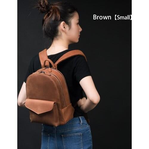 GIONAR Leather Backpack Women Men Crazy Horse Mochila Mujer Genuine Real Cowhide Bag Female Boy Girl School Back Pack Purse
