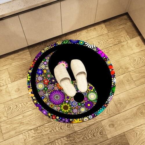 Mandala Round Living Room Floor Mat Print Taiji Yin Yang Rugs Bedroom Entrance Doormat Home Decoration Large Carpets