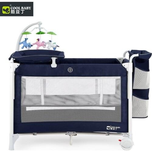 Cool Baby Crib Multi-function Folding Portable Baby Bed Cradle Bed Movable Baby Stitching Bed