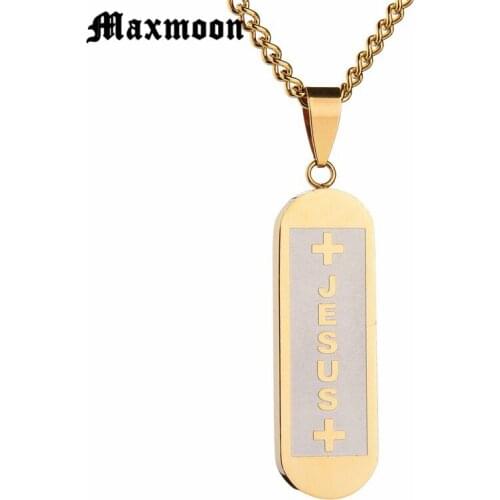 Maxmoon Stainless Steel Jesus Necklaces Christian Christianity Pendant Necklaces Jewelry Women or Men collares