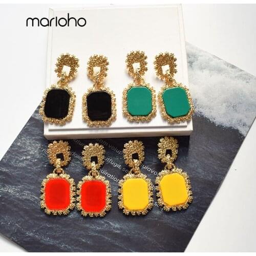 Fashion Metal Bump Square Drop Earrings For Women Multicolor Geometric Earrings Simple Statement Party Jewelry Accessories