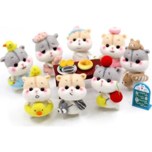 Hamster dog wool needlepoint kit wool felt needle felting keychain craft needlecraft DIY handmade