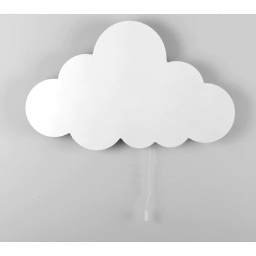 Nursery Wall Light Baby Room Decor Cloud Shaped Lamp Wooden Bedside Light Daughter Room Wall Decoration Kids Furniture Gift