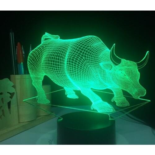 USB 7 Colors Changed Touch Table Lamp Bull Cow Lamp Baby Sleeping Lamp 3D Home Decor Light Desk Light Creative Gifts