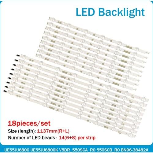 New 18 PCS/set LED strip for Sam sung UE55JU6800 UE55JU6800K V5DR_550SCA_R0 V5DR_550SCB_R0 BN96-38482A BN96-38481A