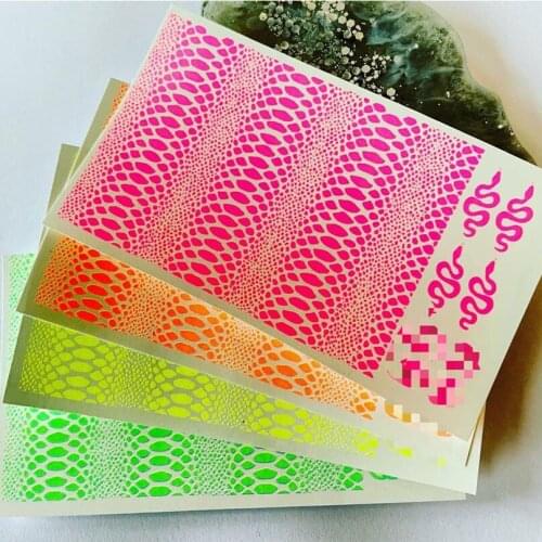4color/set 2021 New Nail Art Water Decal Fashion Snake Fluorescence Nail Stickers DIY Design Nail Decorations