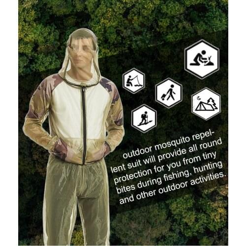 Unisex Fishing Clothes Mesh Hood Mosquito Repellent Suit Anti-Mosquito Bite Coat Insect-proof Jacket Set For Outdoor Protection