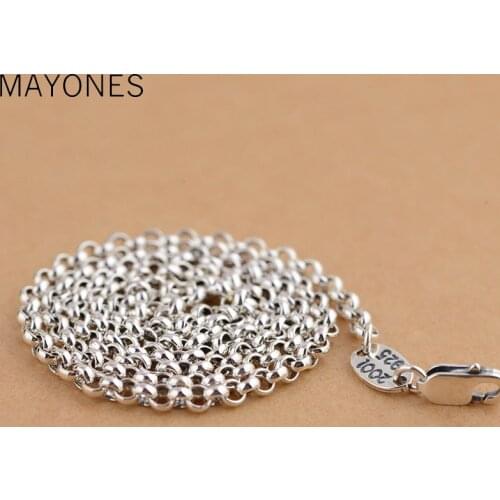 3mm 925 Sterling Silver chain men necklace men jewelry 100% Pure Silver necklace for women Thai silver statement necklace