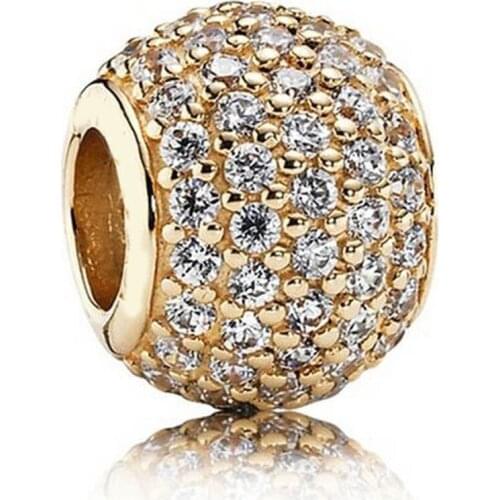 Pave Lights Charm for Women Bracelet Bangle Shine & Clear CZ Bead Authentic S925 Silver DIY Jewelry