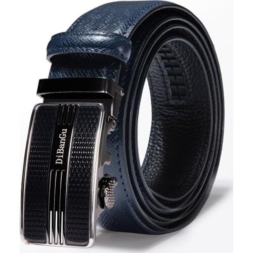 Classic Men Blue Belt Automatic Buckle Leather luxury Cowhide Belt Male Alloy Buckle Belts For Men Barry.Wang Designer GR-895