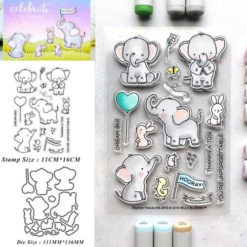 Reunion Elephant friend Metal Cutting Dies and Stamps Stencil for DIY Scrapbooking Photo Album Embossing Decorative Paper Cards