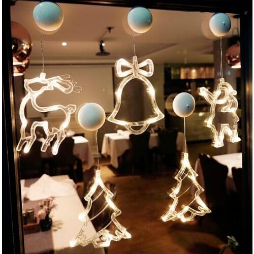 Christmas Lights Window Decor Led Sucker Lamp Battery Powered Garland For Home Fairy Lights Outdoor/Indoor Festival String Light