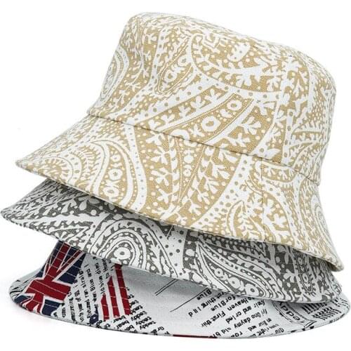 Spring Summer Fisherman Hat Men Women Letter Floral Print Bucket Hats Outdoor Sun Fisherman Caps Female