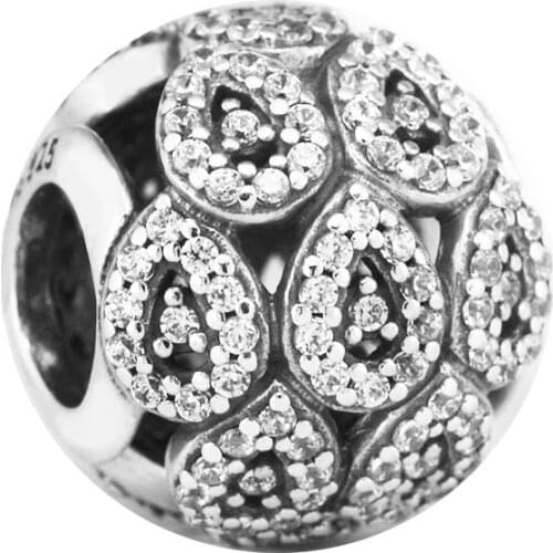 925 Sterling Silver Jewelry Luxury Pave Tear-drops Charm Bead Mid-Autumn New Style DIY Jewelry Fit for Silver Charm Bracelet