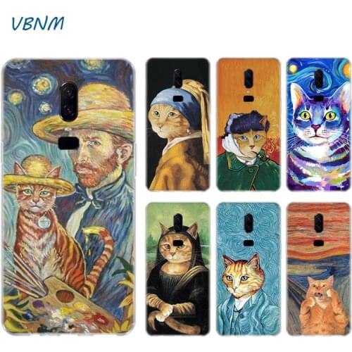 Funny Painting Cat Art Aesthetics Case For OnePlus 1+ 8 8T Nord 7T 7 Pro 6 6T 5 5T 3 3T Silicone Rubber TPU Coque Cover