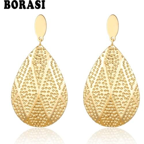 New Big Water Drop Dangle Earring For Women Gold Color Stainless Steel Hyperbole Unique Long Earrings Female Jewelry Wholesale