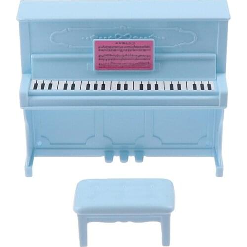 1:12 Dollhouse Miniature Grand Piano With Stool Musical Instrument Model Dollhouse Accessories Home Decor Furniture Toy Gifts