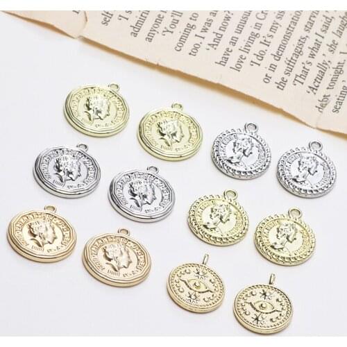 10pcs Hot Style Retro Earrings For Women Beauty Headshot Money Coin European Wild Pendant diy Jewelry Necklace Accessories