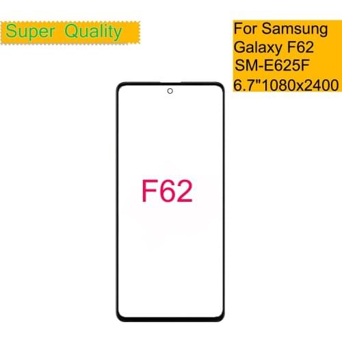 10Pcs/Lot For Samsung Galaxy F62 E625 Touch Screen Front Glass Panel LCD Outer Display Lens SM-E625F F62 Front Glass With OCA