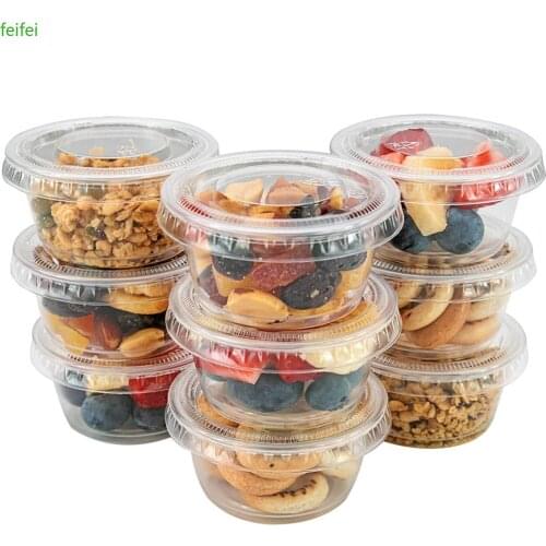 100Pcs Disposable Plastic Cup Transparent Plastic With Lid Jelly Yogurt Mousse Jam Seasoning Cup Packaged Food Container