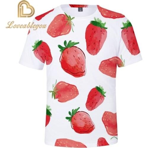 2020 Strawberry Kiwi 3d Printed Fruits Tshirt Women Men Leisure Short Sleeve O-neck Short Sleeve T Shirt Fruit for Kids T-shirt