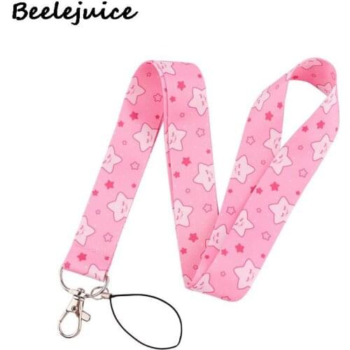 24pcs Little pink star Neck Strap Lanyard keychain Mobile Phone Strap ID Badge Holder Rope Key Chain Keyrings Webbings Ribbons