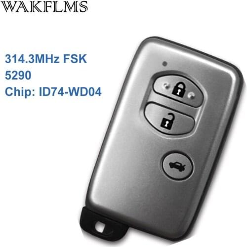 3 Buttons 314.3MHz Board Number 5290 ID74-WD04 Chip Sliver Keyless Go / Entry Remote Car Key For Toyota