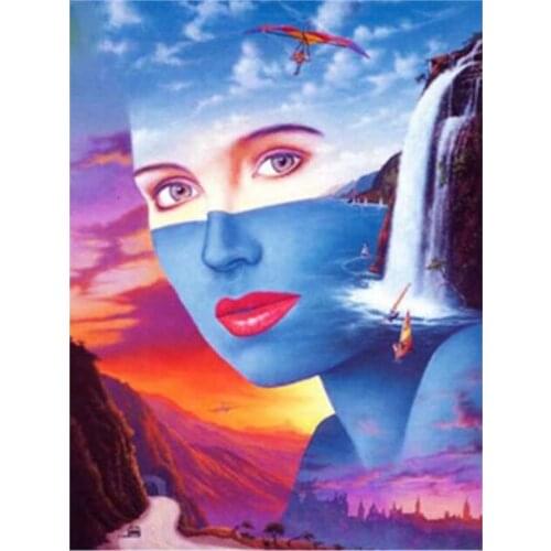 5D DIY Full Round/Square Diamond Painting Waterfall Cross Stitch 3D Embroidery Natural Scenery Rhinestone Mosaic Home Decor Y402