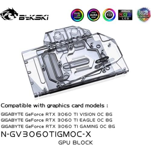 Bykski 3060ti GPU Water Cooling Block For GIGABYTE RTX 3060TI GAMING OC 8G, GPU Cooler Liquid Cooling, N-GV3060TIGMOC-X