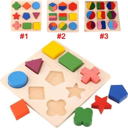 Kids Baby DIY Wooden Jigsaw Learning Geometry Educational Toys Puzzle Montessori