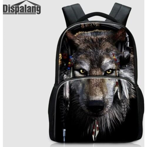 Dispalang Brand Mens Laptop Backpack Cool Wolf Print Women School Bags for teenagers Animal Notebook Backpack Bookbag Mochila