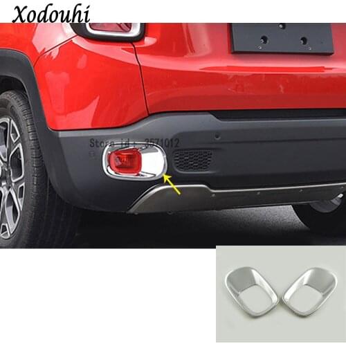 For Jeep Renegade 2016 2017 2018 2019 2020 Car Body ABS Chrome Cover Trim Back Tail Rear Fog Light Lamp Frame Stick Parts 2pcs