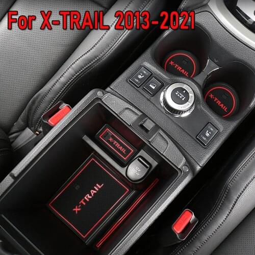 For Nissan X Trail T32 X-trail Xtrail 2013-2021 Rubber Car Interior Anti-Slip Door Groove Mat Cup Pad Decoration Accessories