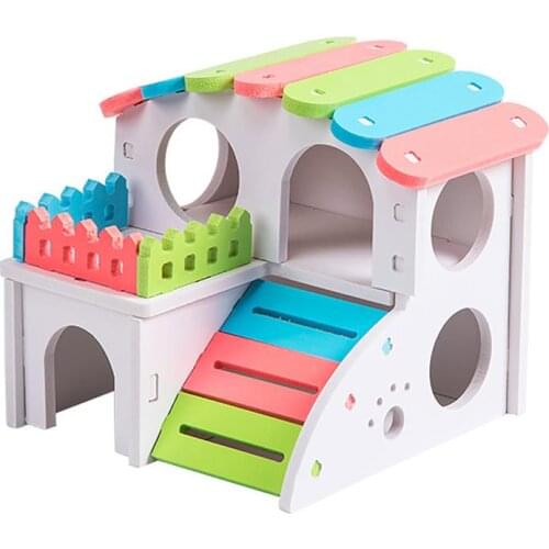 Dorakitten 1pc Hamster House Hideout DIY Rainbow Color Small Animal Hideout Hamster Play Hut Pet Supplies Pet Accessories