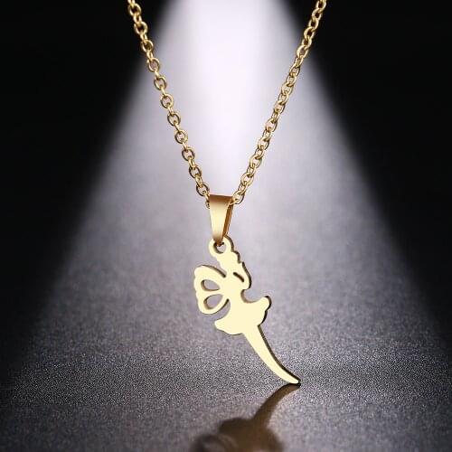 DOTIFI Stainless Steel Necklace For Women Angel Fairy Gold And Silver Color Choker Pendant Necklace Engagement Jewelry
