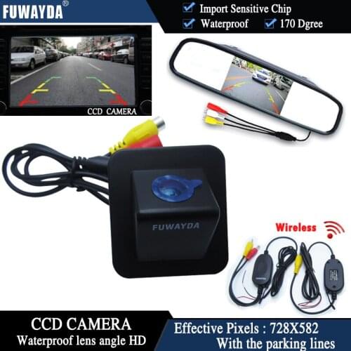 FUWAYDA Wireless Color CCD Chip Car Rear View Camera for Hyundai Elantra Avante 2012+4.3 Inch rearview Mirror Monitor WATERPROOF