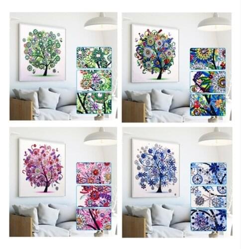 G. DIY Four Seasons Tree Diamond Painting Embroidery Rhinestone Crystal Material Package 30x30cm Home Decoration