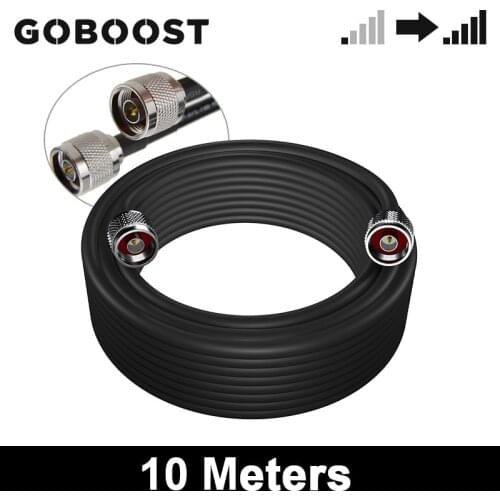 GOBOOST Black 10 Meters 5D Coaxial Cable With N-Male Connector For Cell Phone Signal Booster Amplifier repeater And Antenna