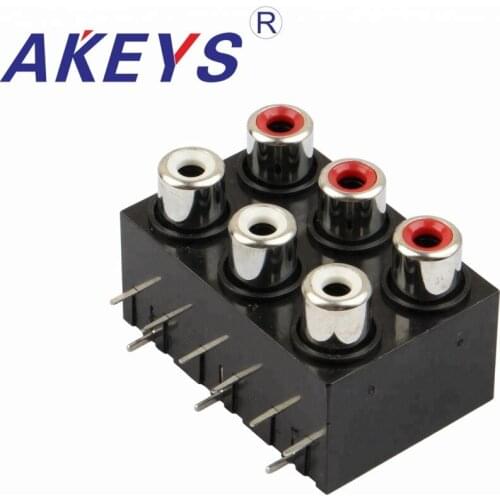 10 PCS AV6-8.4-22 Audio Video Two Row 6 Female Jack AV Concentric Socket with screened RCA